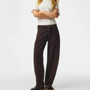 Pieces PCAia MW Barrel Corduroy Pants Ganache