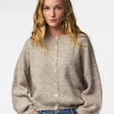 Pieces PCAllie LS O-Neck Knit Cardigan Greige