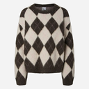 Pieces PCAlva LS Loose O-Neck Check Knit Hot Fudge