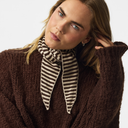 Pieces PCKomma Triangle Scarf Hot Fudge Stripes Whitecap Gray