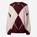 Pieces PCRasmine LS Oversize O-Neck Knit BC Tawny Port Checks