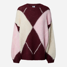 Pieces PCRasmine LS Oversize O-Neck Knit BC Tawny Port Checks