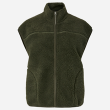 Pieces Sadia Teddy vest i grøn-1