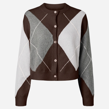 Pieces Sally LS cardigan i brun ternet-1