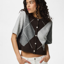 Pieces PCSally SS Knit Check Cardigan Hot Fudge