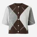 Pieces PCSally SS Knit Check Cardigan Hot Fudge
