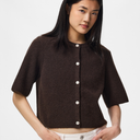 Pieces PCSilly SS O-Neck Knit Cardigan Noos Hot Fudge