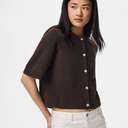 Pieces PCSilly SS O-Neck Knit Cardigan Noos Hot Fudge