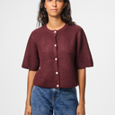 Pieces PCSilly SS O-Neck Knit Cardigan Noos Tawny Port