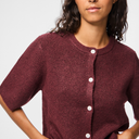 Pieces PCSilly SS O-Neck Knit Cardigan Noos Tawny Port