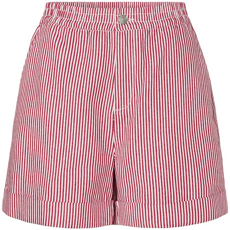 Pieces PCAllo HW Fold Up Shorts Salsa Stripes