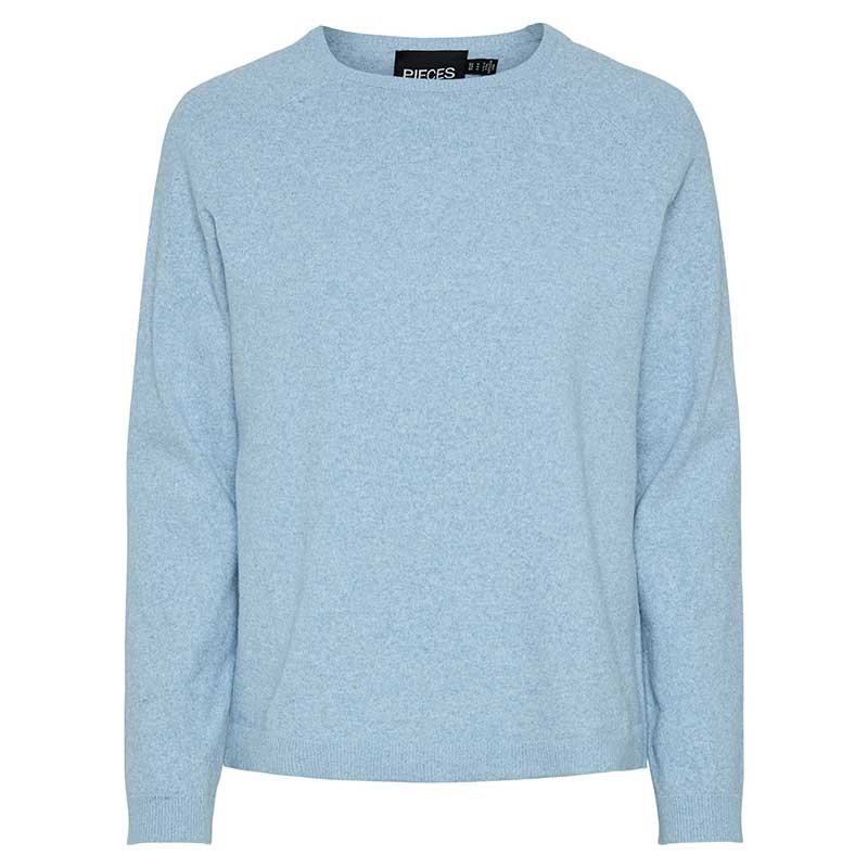 Pieces PCBree LS O-Neck Knit Noos Cashmere Blue Melange - J BY J Fashion