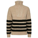 Pieces PCBrooks LS Half Zip Knit Sand - J BY J Fashion