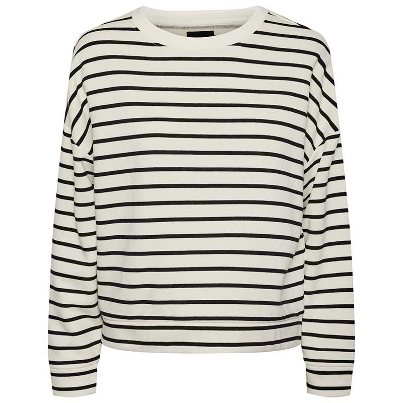 Pieces PCChilli LS Sweat Stripes Noos BC Off White