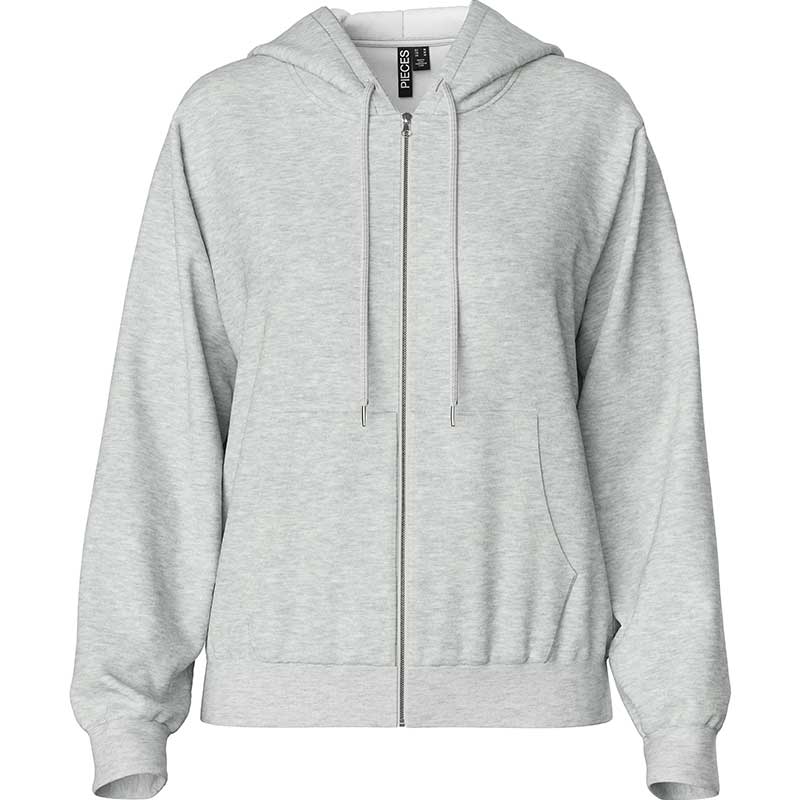 Pieces PCChilli LS Zip Hoodie Noos Light Grey Melange - J BY J Fashion