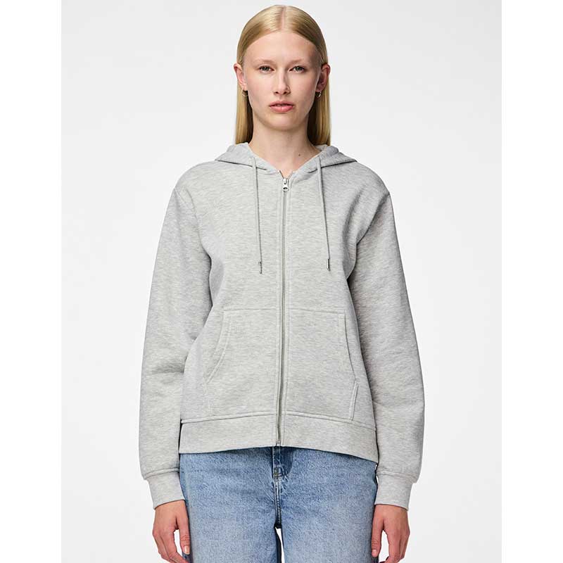 Pieces PCChilli LS Zip Hoodie Noos Light Grey Melange - J BY J Fashion