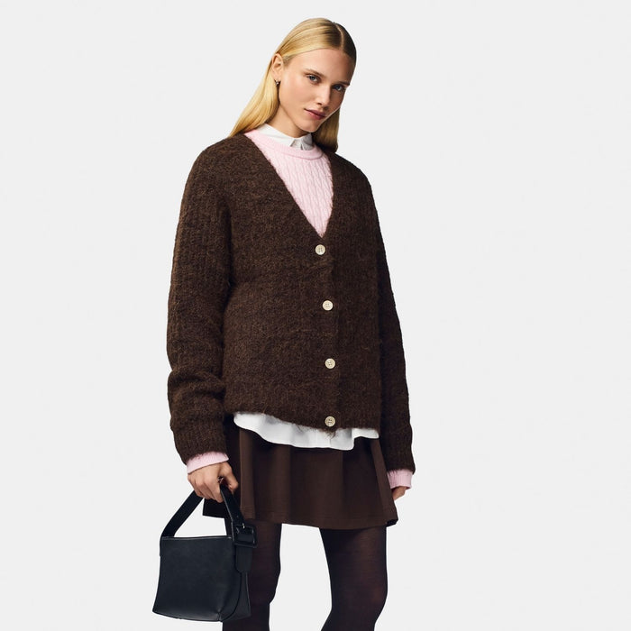 Pieces PCCleo LS V-Neck Knit Cardigan Noos Hot Fudge