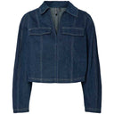 Pieces PCFabia LS V-Neck Denim Top Dark Blue Denim - J BY J Fashion