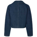 Pieces PCFabia LS V-Neck Denim Top Dark Blue Denim - J BY J Fashion