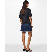 Pieces PCFabia Short Plisse Denim Skirt Dark Blue Denim - J BY J Fashion