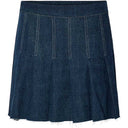 Pieces PCFabia Short Plisse Denim Skirt Dark Blue Denim - J BY J Fashion