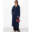 Pieces PCFreya LS Long Denim Trenchcoat Dark Blue Denim - J BY J Fashion