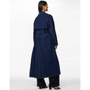 Pieces PCFreya LS Long Denim Trenchcoat Dark Blue Denim - J BY J Fashion