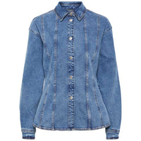 Pieces PCGinny LS Denim Shirt D2D JIT Blå - J BY J Fashion