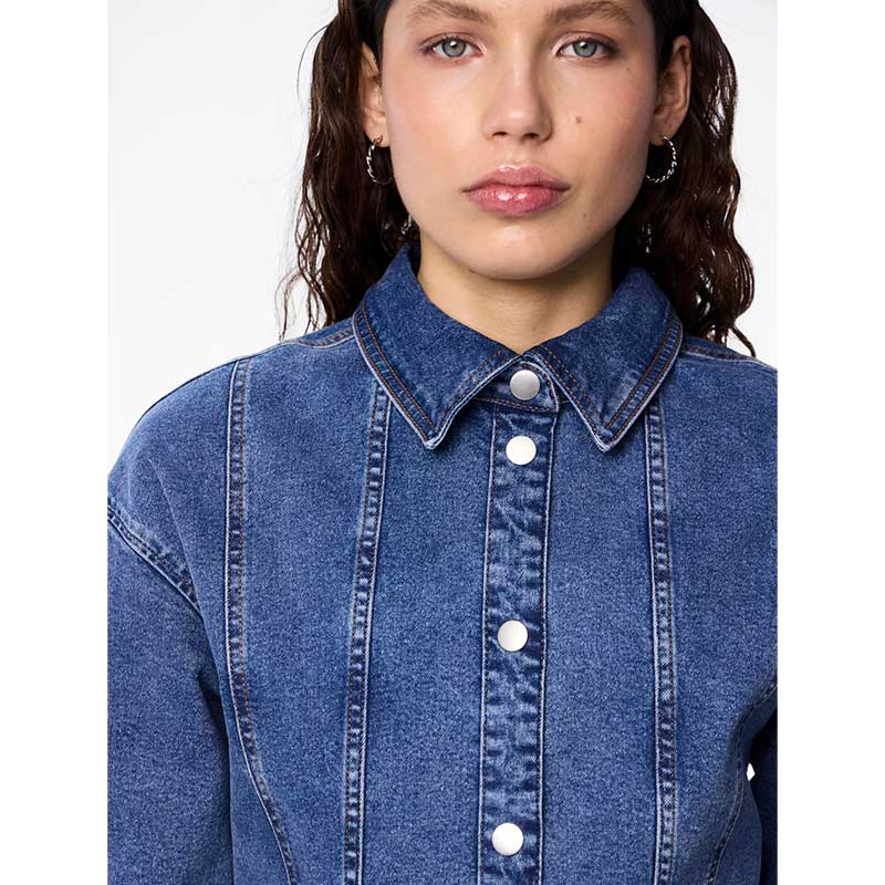 Pieces PCGinny LS Denim Shirt D2D JIT Blå - J BY J Fashion