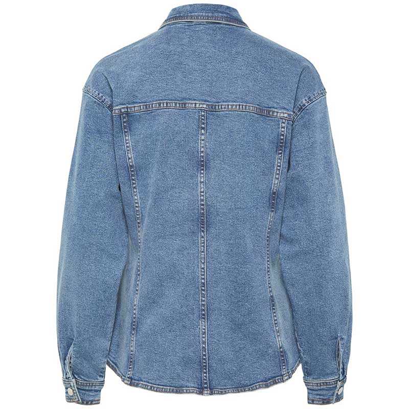 Pieces PCGinny LS Denim Shirt D2D JIT Blå - J BY J Fashion