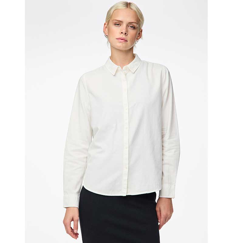 Pieces PCIrena LS Oxford Shirt Noos Bright White - J BY J Fashion