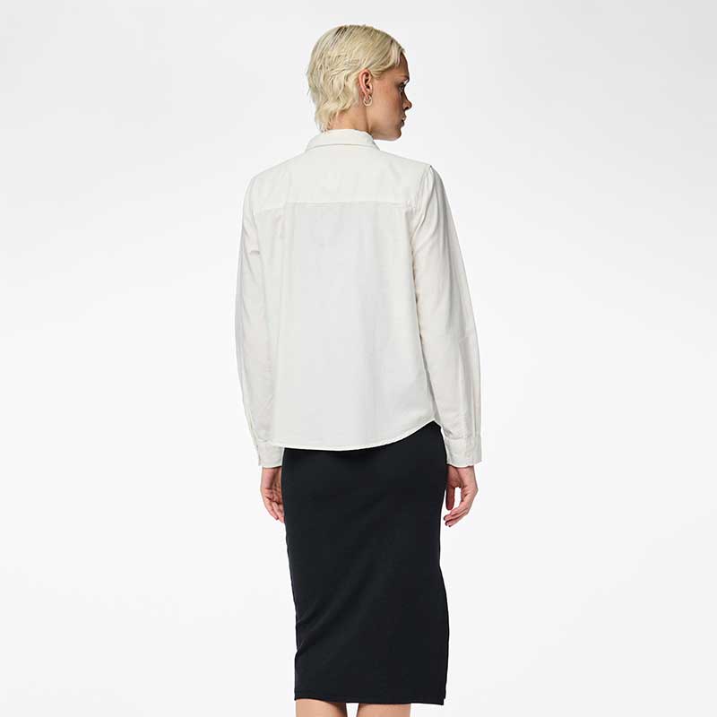 Pieces PCIrena LS Oxford Shirt Noos Bright White - J BY J Fashion