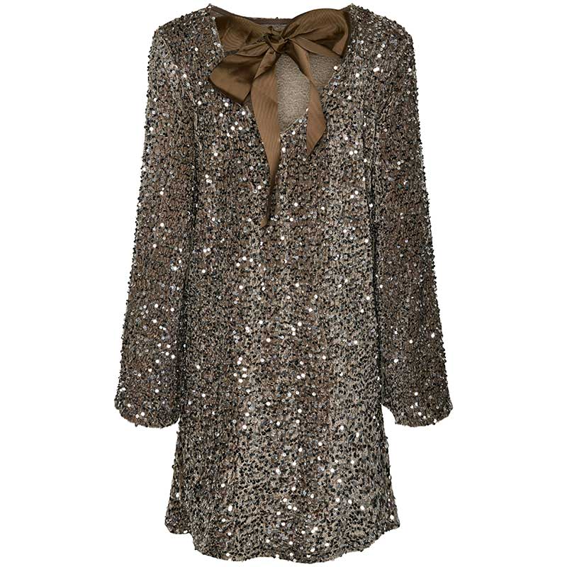 Pieces PCKam LS Deep Back Bow Dress Morel - J BY J Fashion