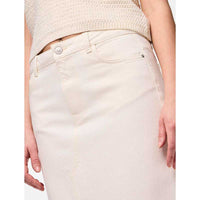 Pieces PCKenise MW Denim Ankle Skirt BC Off White - J BY J Fashion