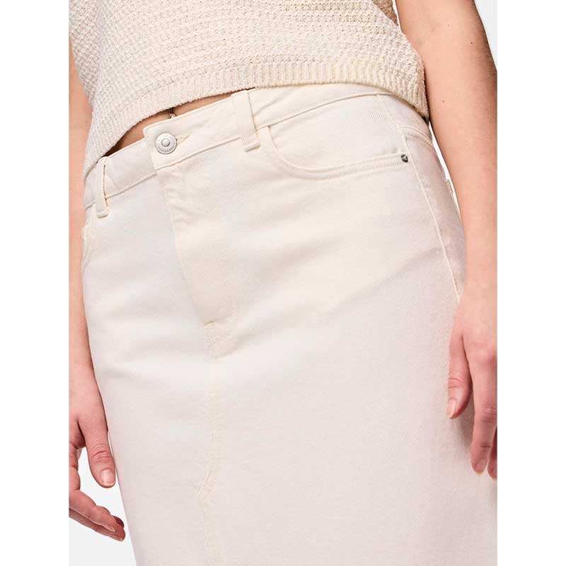 Pieces PCKenise MW Denim Ankle Skirt BC Off White