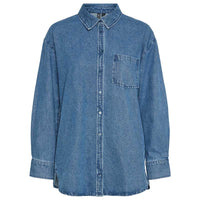 Pieces PCMaisie Ls Denim Shirt Noos Medium Blue Denim - J BY J Fashion