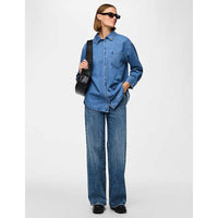Pieces PCMaisie Ls Denim Shirt Noos Medium Blue Denim - J BY J Fashion