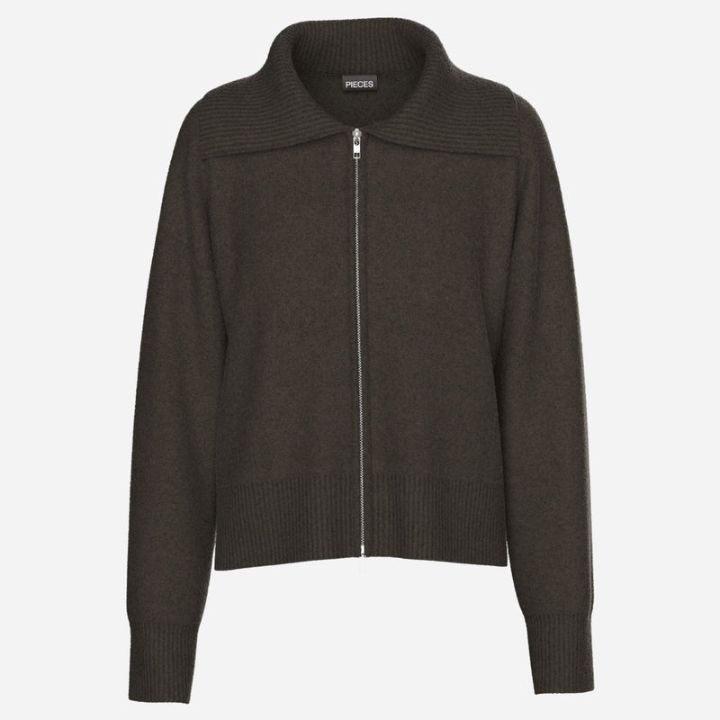 Pieces PCMalou LS Zip Knit Cardigan Noos Hot Fudge