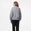 Pieces PCMalou LS Zip Knit Cardigan Noos Medium Grey Melange