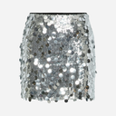 Pieces PCMalou Sequin MW Mini Skirt Silver