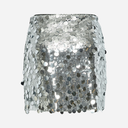 Pieces PCMalou Sequin MW Mini Skirt Silver
