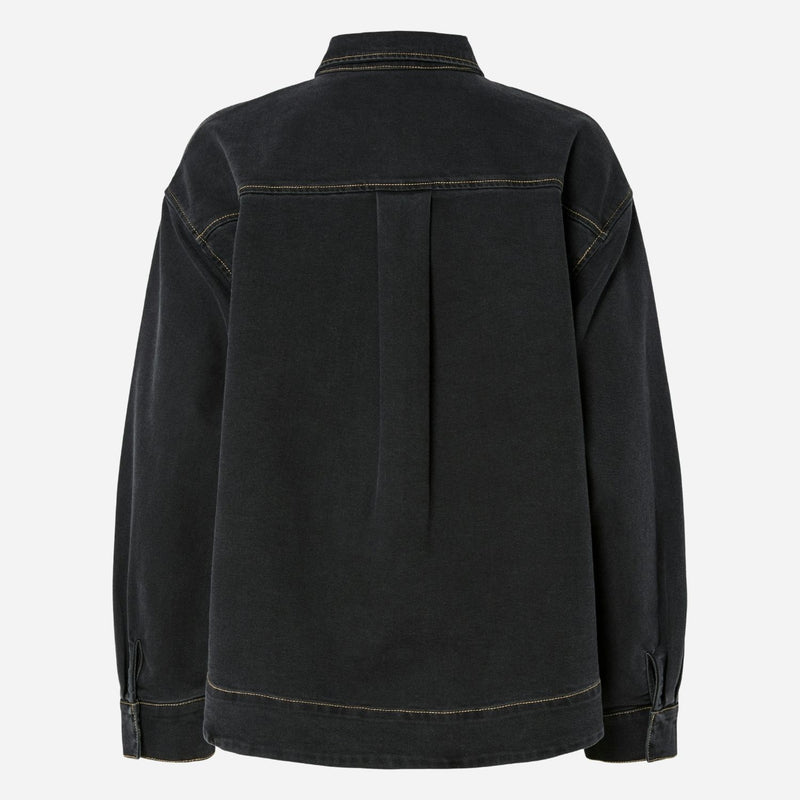 Pieces PCMathea LS Curved Denim Shirt Washed Black