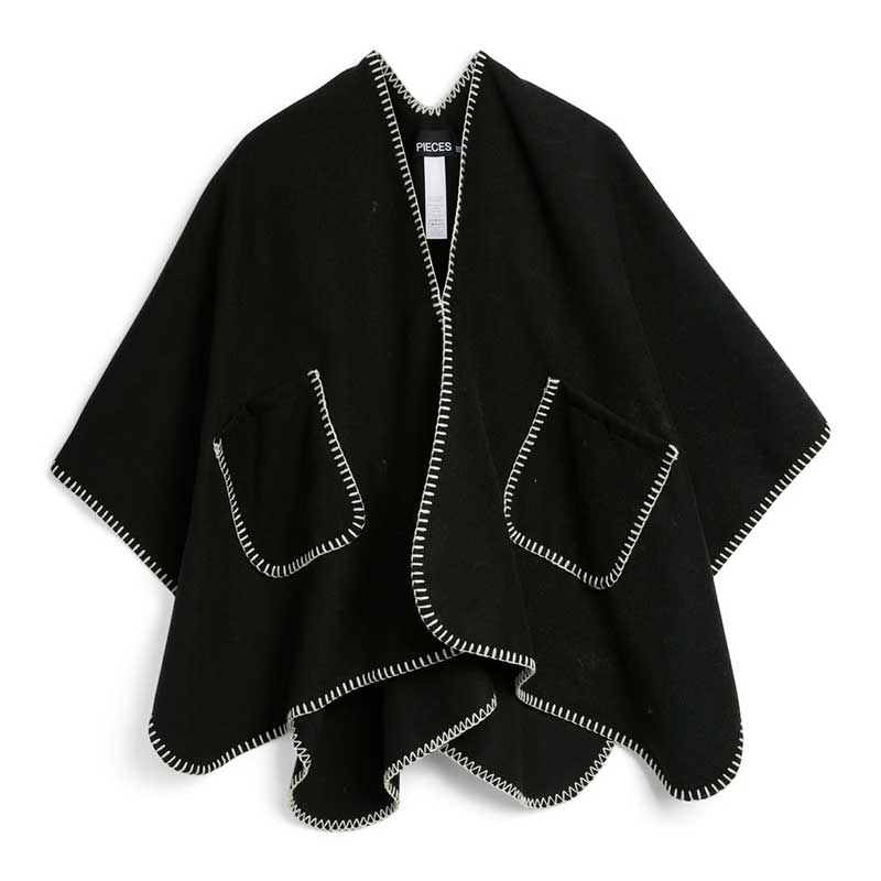 Pieces PCNadja Poncho BC Black - J BY J Fashion