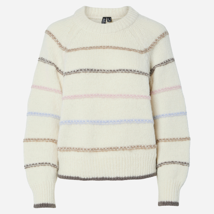 Pieces PCNelia LS O-Neck Knit Noos Birch Stripes