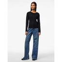 Pieces PCNora LS O-neck Knit Cardigan Noos Black - J BY J Fashion