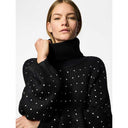 Pieces PCRayney LS Turtleneck Knit Black Rhinestones - J BY J Fashion