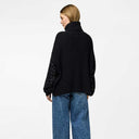 Pieces PCRayney LS Turtleneck Knit Black Rhinestones - J BY J Fashion