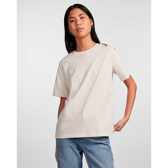 Pieces PCRia SS Solid Tee Noos BC Off-White - J BY J Fashion