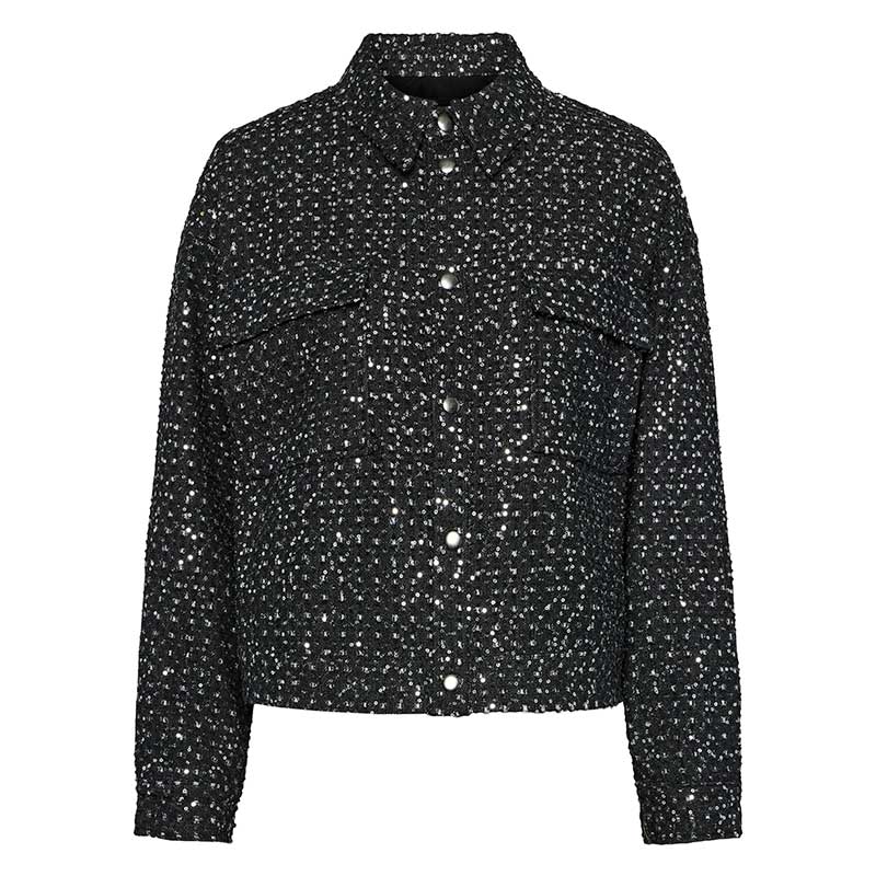 Pieces PCRoberta LS Sequins Jacket Grey Denim - J BY J Fashion