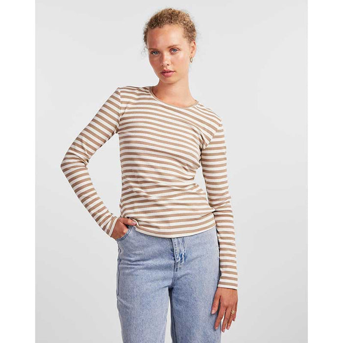 Pieces PCRuka LS Stripes Top Noos BC Off White